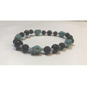 Blue Skull Bracelet, Handmade, Wrist, Ankle
